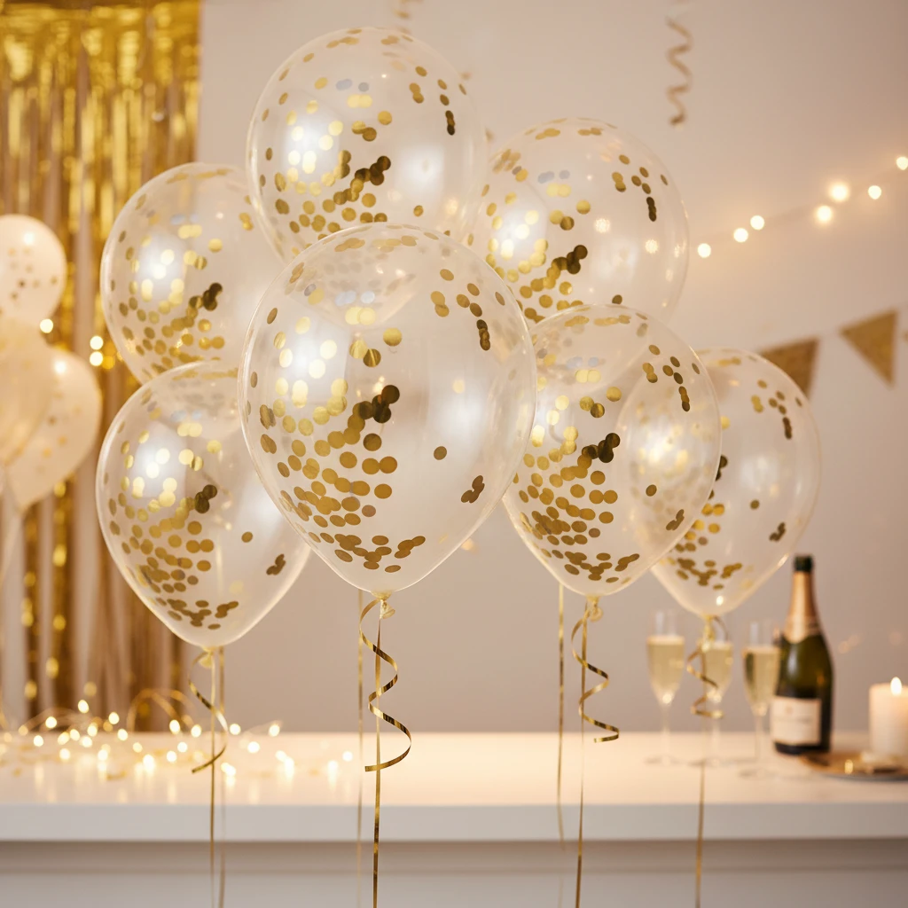 Ballonger med konfetti 8 stk gull 491020220 by Koop color Goud