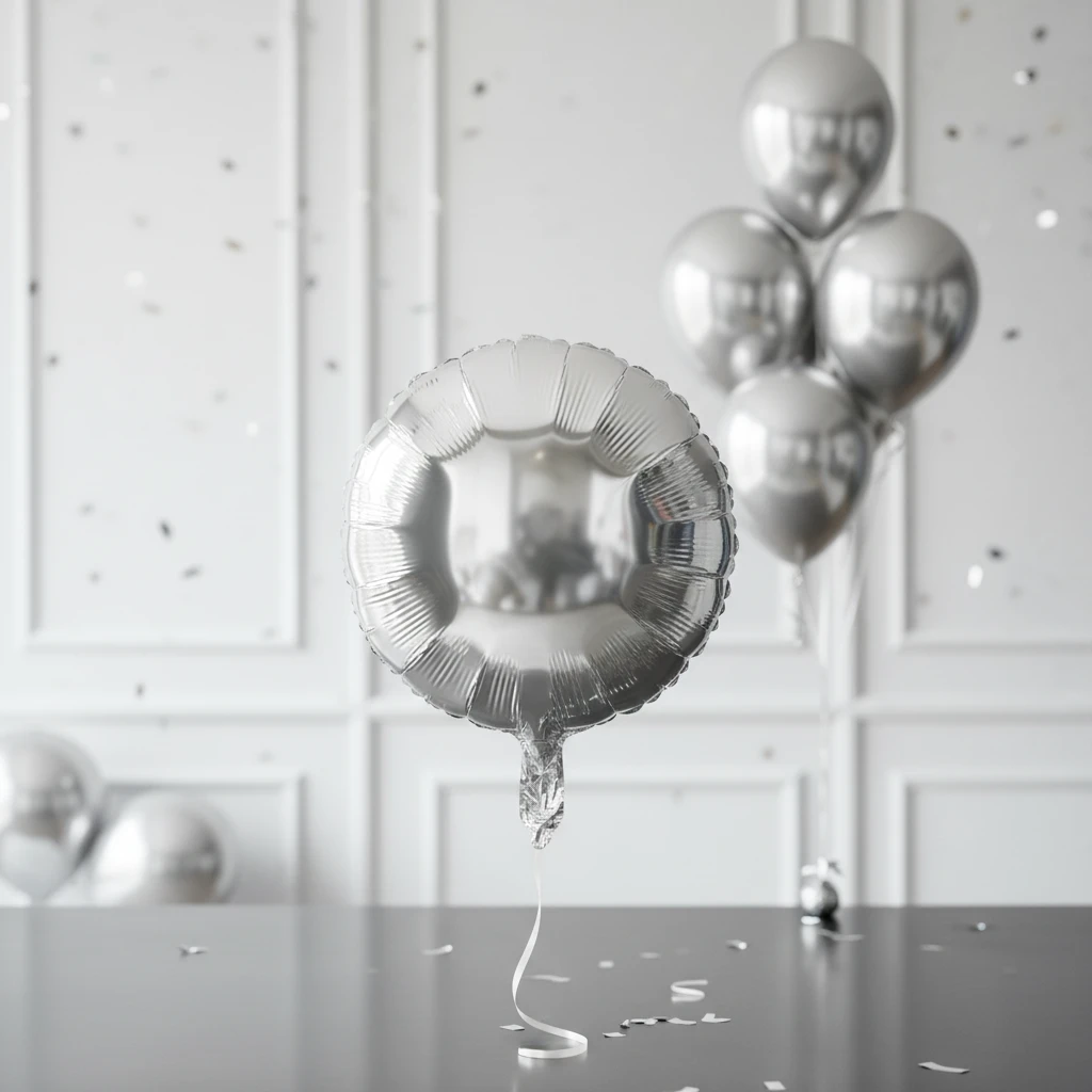 Ballong sølv folie rund 46 cm - 10 stk. 491020480 by Koop color Silver