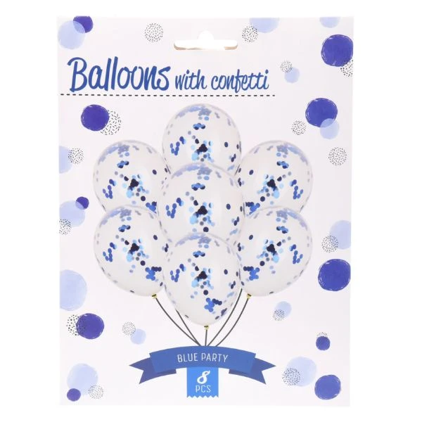 Ballonger med konfetti blå 8 stk 491020620 by Koop color Blauw