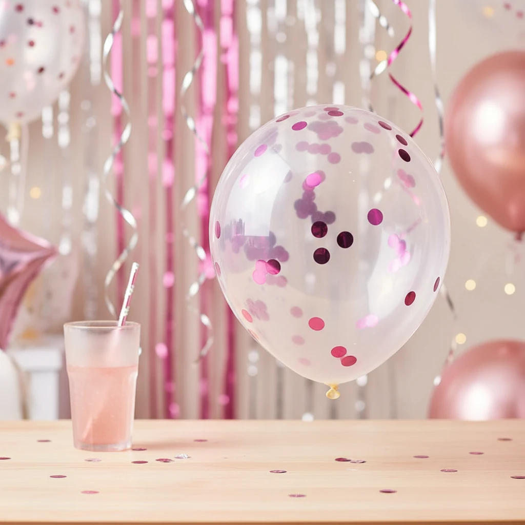 Ballonger med konfetti rosa 8 stk 491020760 by Koop color Rosa