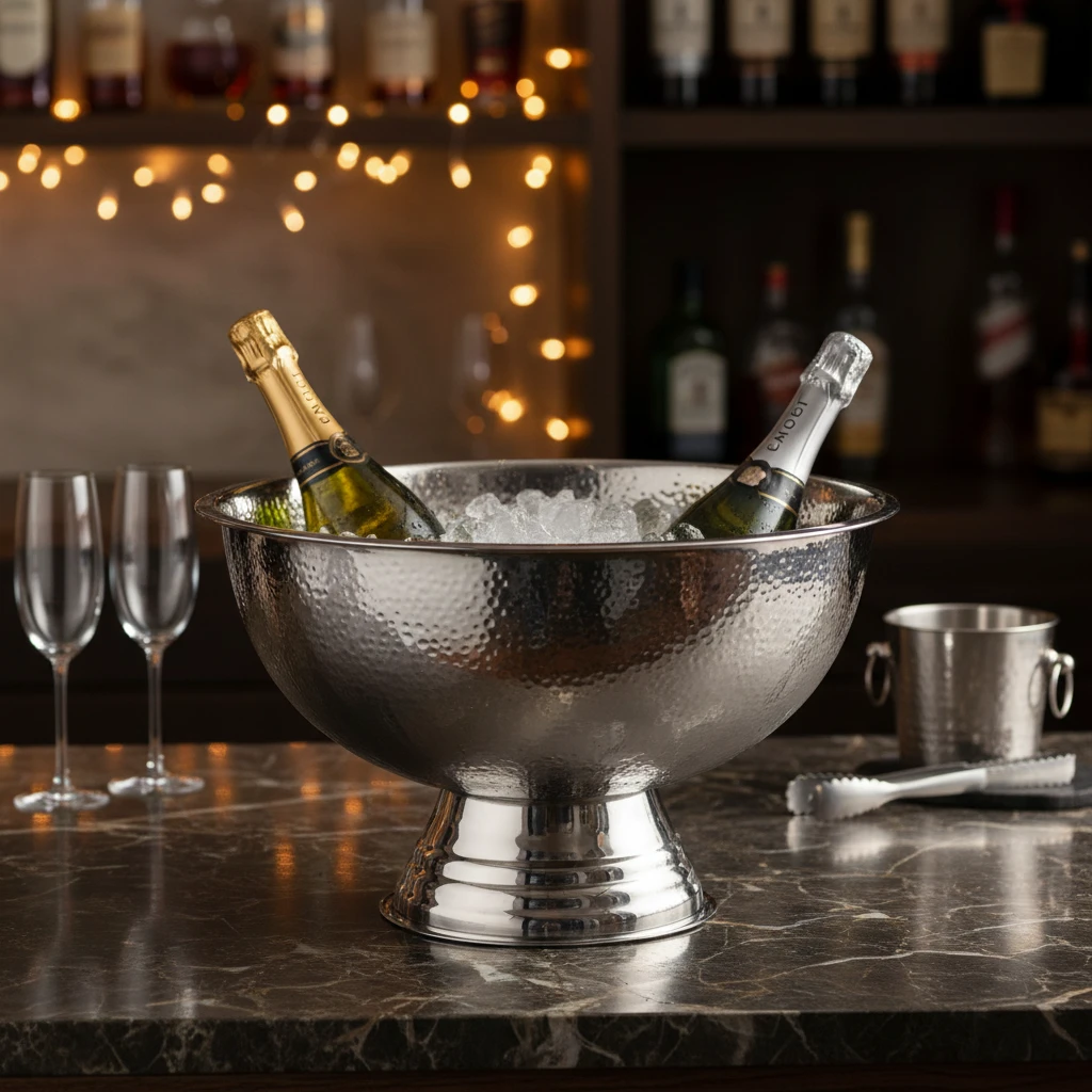 Champagnekjøler 397xH241mm hamret A12441160 by Koop color Silver