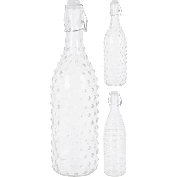 Glassflaske med patentkork 1000ml CD1001690 by Koop color Helder