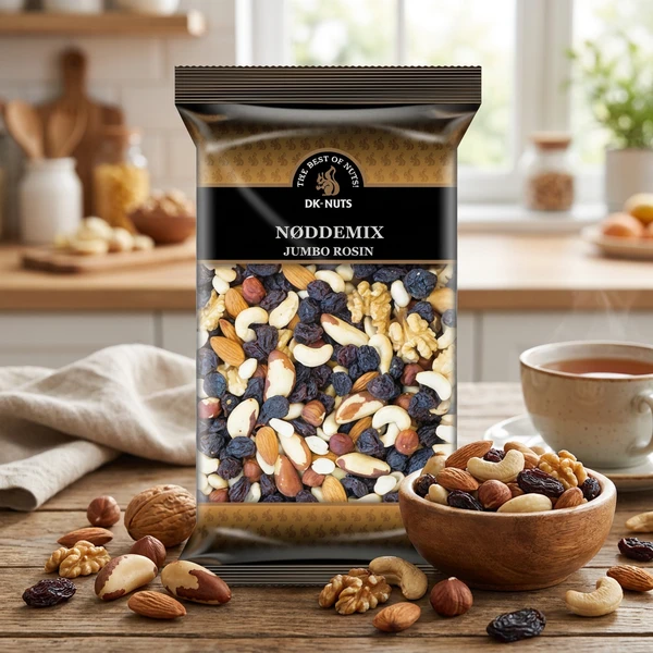 Nøttemiks med jumborosiner PS 1 kg 249990 by DK Nuts color Svart