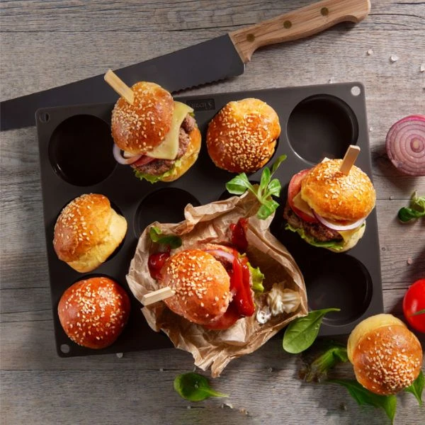 Lurch Flexiform BurgerBun 12 stk. Ø6cm LU85087 by LURch color Svart