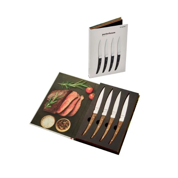 Legnoart PORTERHOUSE biffknivsett (4), lyst skaft LESK7B by Legnoart color Svart