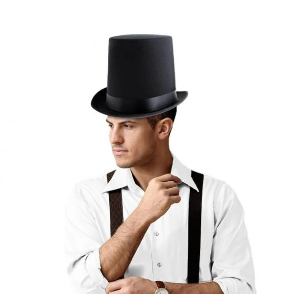 Flosshatt "Gentleman" høy sort glatt stor størrelse CWCG-YH by Godan color Svart