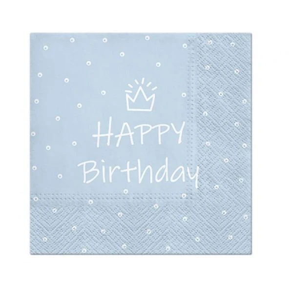 Servietter PAW Special Day Design lys blå 33 x 33 cm 20 stk. SDL300305 by Godan color Svart