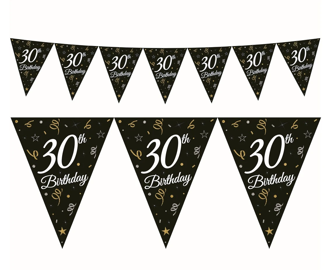 Beauty&Charm papirgirlander med flagg "30" 28 x 270 cm GP-GF30 by Godan color Svart