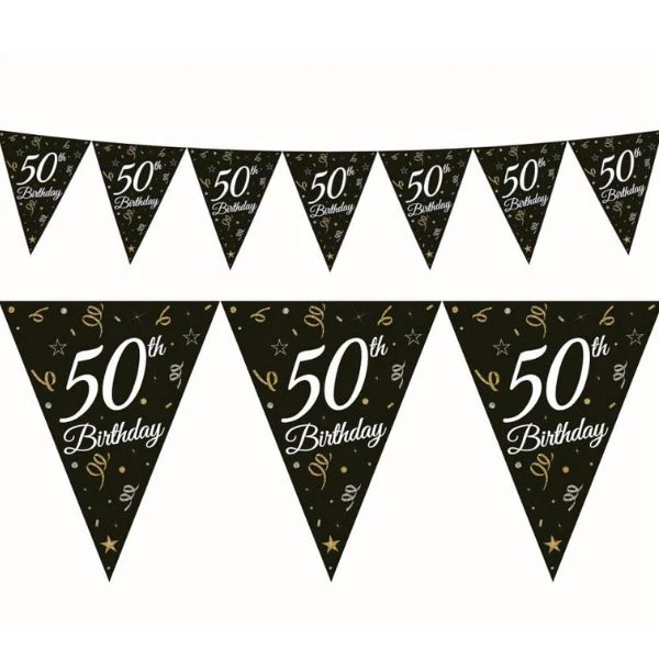 Beauty&Charm papirgirlander med flagg "50" 28 x 270 cm GP-GF50 by Godan color Svart