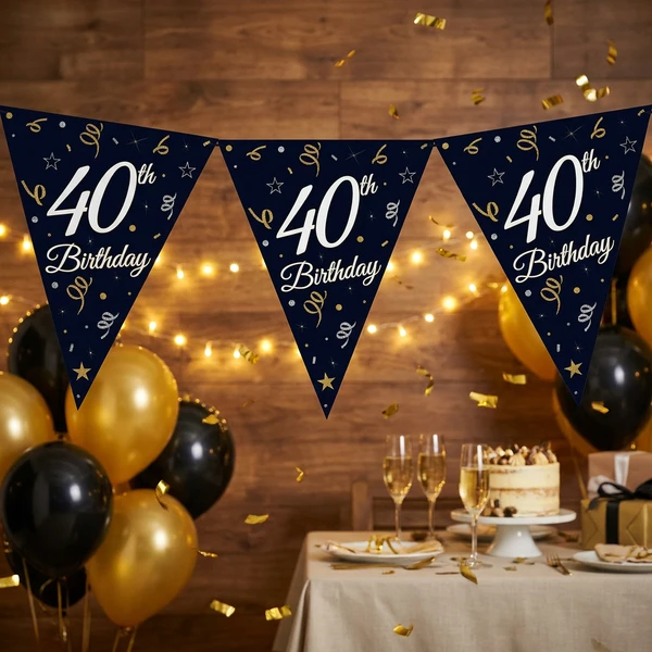 Beauty&Charm papirgirlander med flagg «40» 28 x 270 cm GP-GF40 by Godan color Svart
