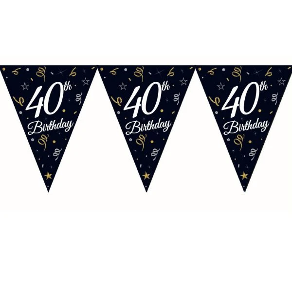 Beauty&Charm papirgirlander med flagg «40» 28 x 270 cm GP-GF40 by Godan color Svart