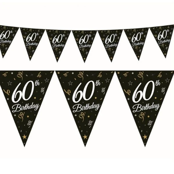 Beauty&Charm papirgirlander med flagg "60" 28 x 270 cm GP-GF60 by Godan color Svart