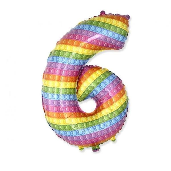 Folieballong FX "Nummer 6" POP IT 69 cm 901816POP by Godan color Svart