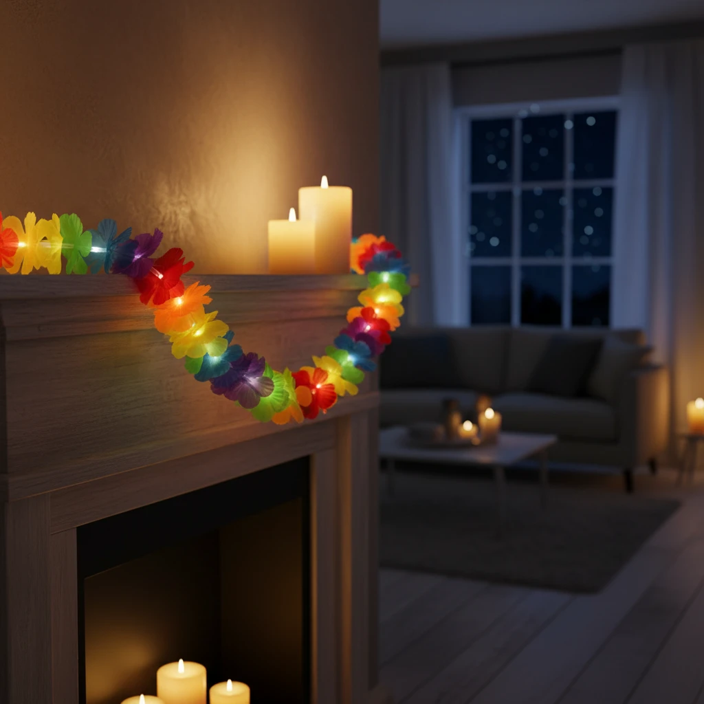 Blomsterkrans med LED-lys, 1 meter 491021620 by Koop color Svart