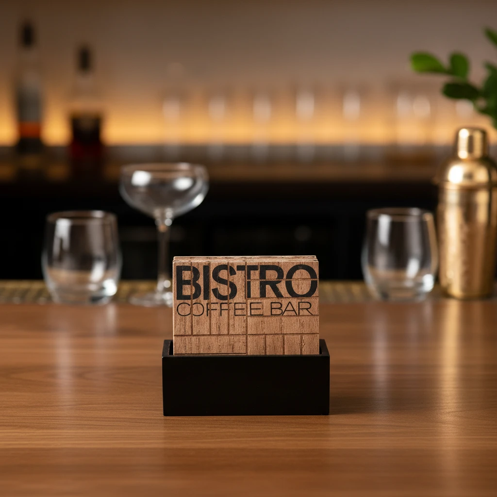 Coaster-sett "Bistro" 11,5x4,5x10cm HZ1940090 by Koop color Bruin