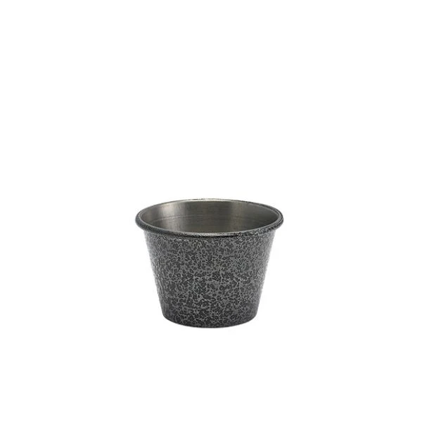 2,5 oz rustfritt stål ramekin hamret sølv Genware RAMH2S by Genware color Svart