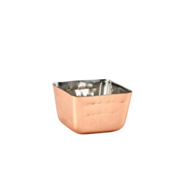 Kobberbelagt firkantet hamret skål fra GenWare 71 ml RAMSQH2C by Genware color Svart