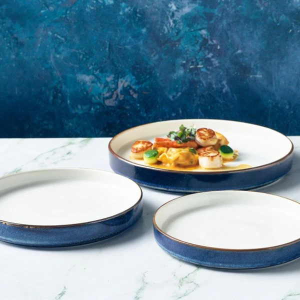 Terra Aqua Blå To-tonet Presentasjonstallerken 18cm Genware PRT-PBL18 by Genware color Svart
