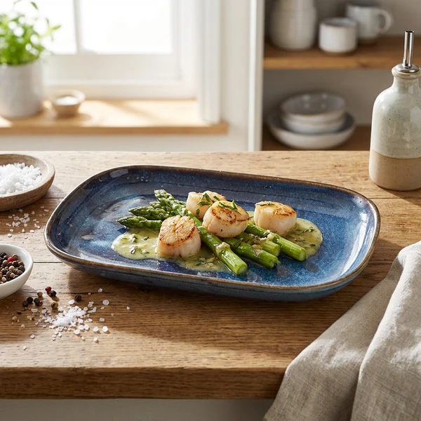 Terra Aqua Blå Rektangulær Tallerken 24 x 16,5 cm Genware RP-PBL24 by Genware color Svart