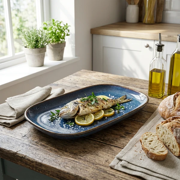 Terra Aqua Blå Rektangulær Tallerken 34,5 x 23,5 cm Genware RP-PBL34 by Genware color Svart