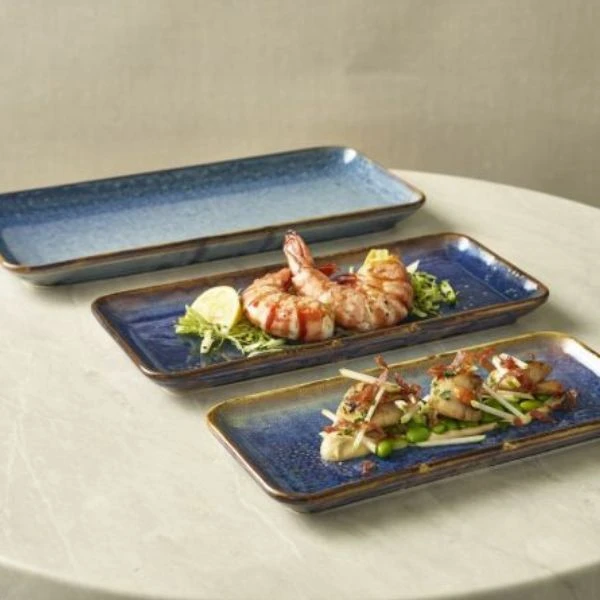 Terra Smalt Rektangulært Fat Aqua Blå 27 x 12,5 cm Genware NR-PBL27 by Genware color Svart