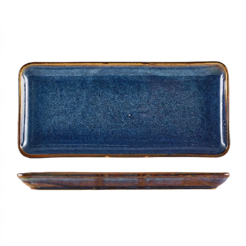 Terra Smalt Rektangulært Fat Aqua Blå 36 x 16,5 cm Genware NR-PBL36 by Genware color Svart