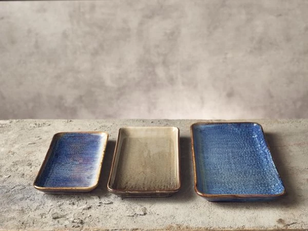Terra Smalt Rektangulært Fat Aqua Blå 36 x 16,5 cm Genware NR-PBL36 by Genware color Svart
