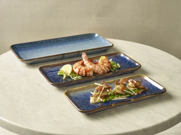 Terra Smalt Rektangulært Fat Aqua Blå 36 x 16,5 cm Genware NR-PBL36 by Genware color Svart