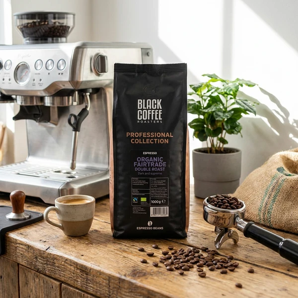 BCR PRO Double Roast Organic Fair Espresso 1 kg ØKO 404101501 by Black Coffee Roaster color Svart