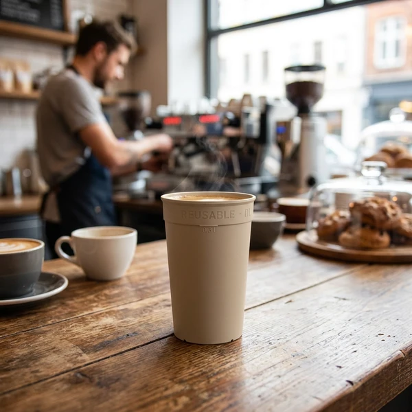 Kaffekopp To-Go 30 cl – Mokkafarget 400201-PP MOCCA by GLASS4EVER color Svart