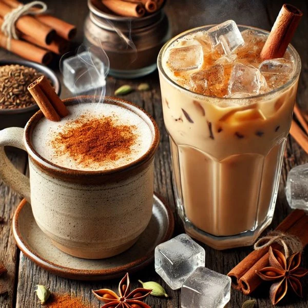 Varm og kald chai latte